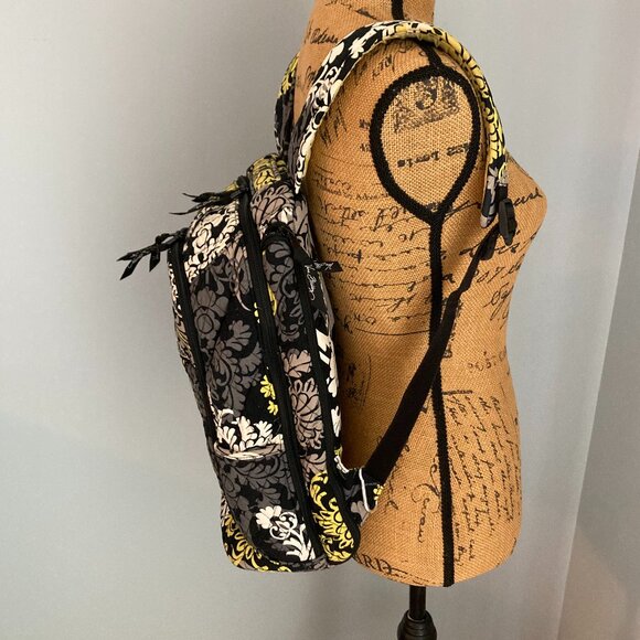 Vera Bradley Backpack with Padded Laptop Compartment Black White Baroque - Picture 2 of 16